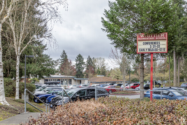 Signage to Whittier Elementary School.