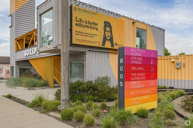Kinsman's Boxspot is a shipping container shopping center with local retailers and restaurants.