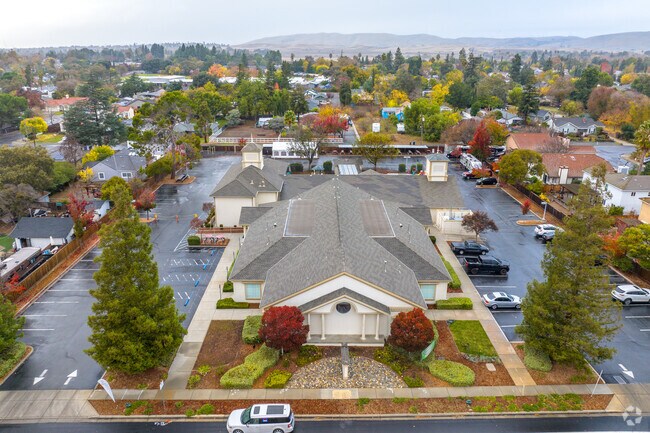 The Calvary Christian School offers a sprawling campus when viewed from above.