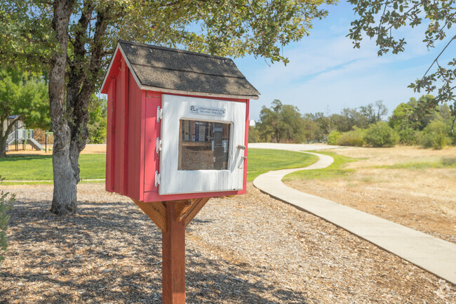 Participate in the Free Little Library exchange at Indian Hills Park.
