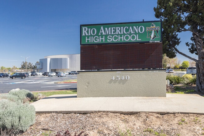The sign you will see entering the campus of Rio Americano High School.