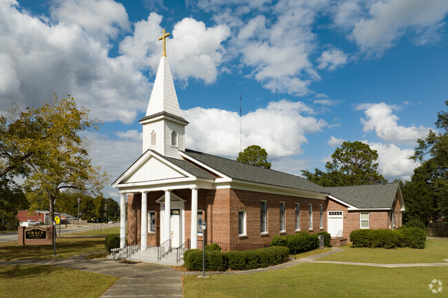 The Pembroke United Methodist Church hosts weekly Sunday services in Downtown Pembroke.
