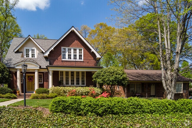 Tudor-style homes in Greater High Point feature steep roofs and decorative half-timbering.