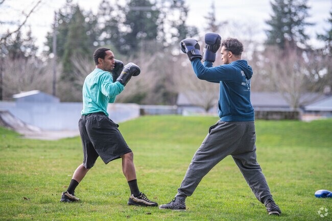 Two locals having a sparring session at Lakewood's Kiwanis Park.