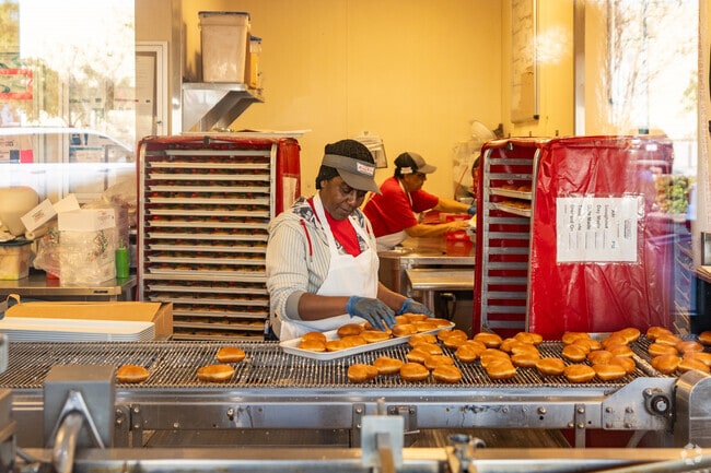 Krispy Kreme in Sunny Acres makes fresh doughnuts every hour.