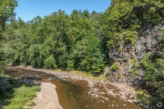 Picture Rocks Park has a steep rock face with Muncy Creek flowing below.