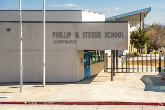Step into Phillip M. Stokoe Elementary through its inviting entrance.