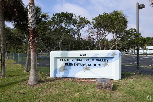 The sign of the Ponte Vedra - Palm Valley Elementary School.