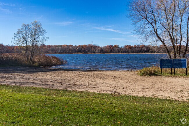 Island Lake Park features a swimming beach for residents to enjoy during the summer months.