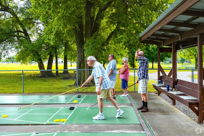 Visitors to Bluffton’s Buckeye Park can enjoy shuffleboard, basketball and playgrounds.
