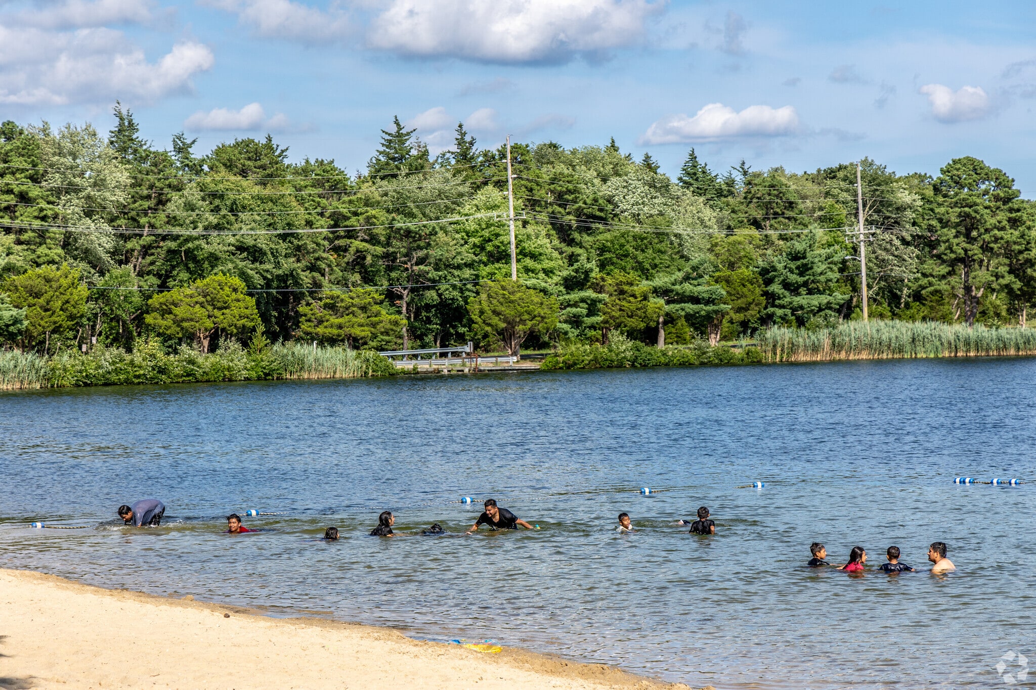 Manchester residents flock to Harry Wright Lake to swim or lie on the sand.