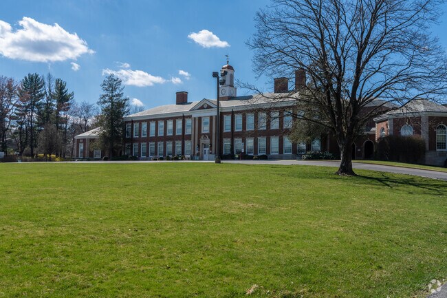 Ridgedale Middle School in Florham Park is massive and sits on a large lawn.