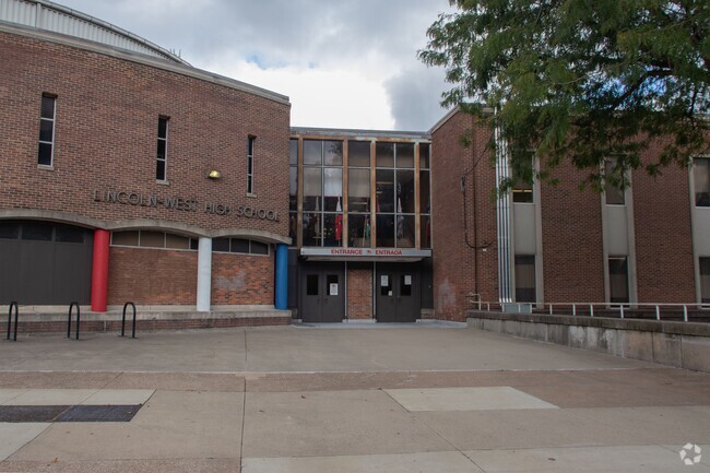 A wide shot for Lincoln West High School.