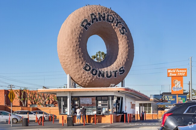 Randy's Donuts is an iconic landmark and donut shop in Inglewood, CA.