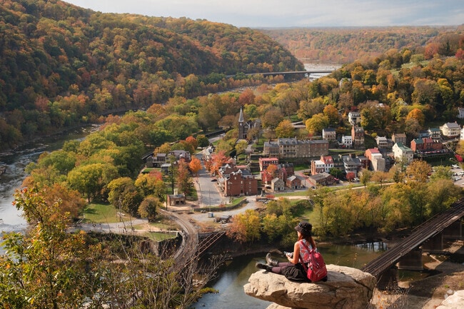 Hike the Maryland Heights Trail for a bird's-eye view of Harpers Ferry and the Potomac River.