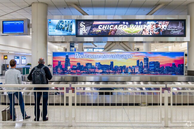 Chicago Midway International Airport sits 8.6 miles away along West 65th Street.