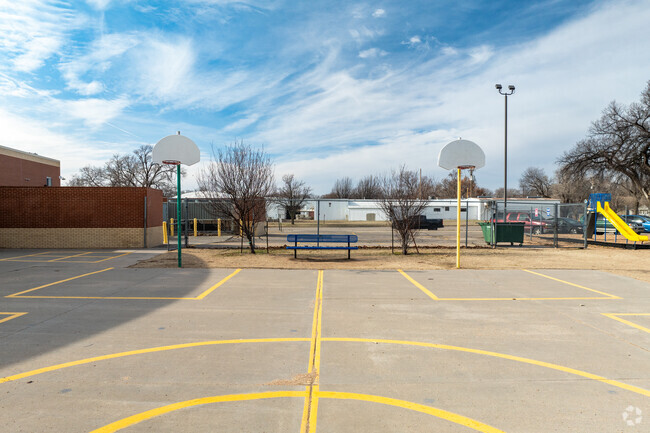 There is a basketball court outside at Horace Mann Dual Language Magnet School.
