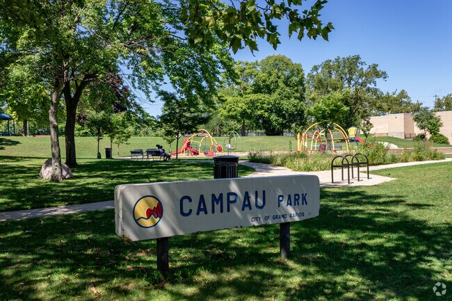 Campau Park holds a playground, basketball court and picnic tables.