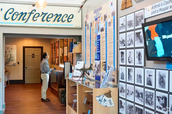 A visitor explores the Ft. Ritchie Museum and browses the many artifacts and exhibits.