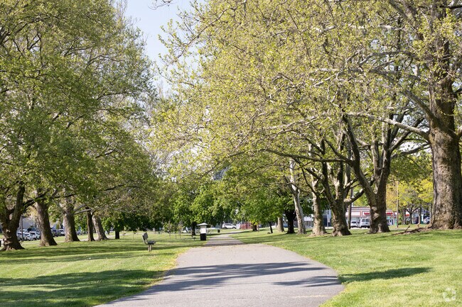 Walking path at Jubilee Park in the Richfield section of Clifton, NJ.