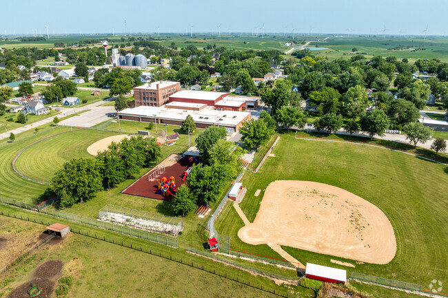 Orient Elementary School shares baseball and softball fields with the high school.