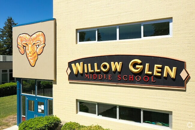 Entrance sign of Willow Glen Middle School.