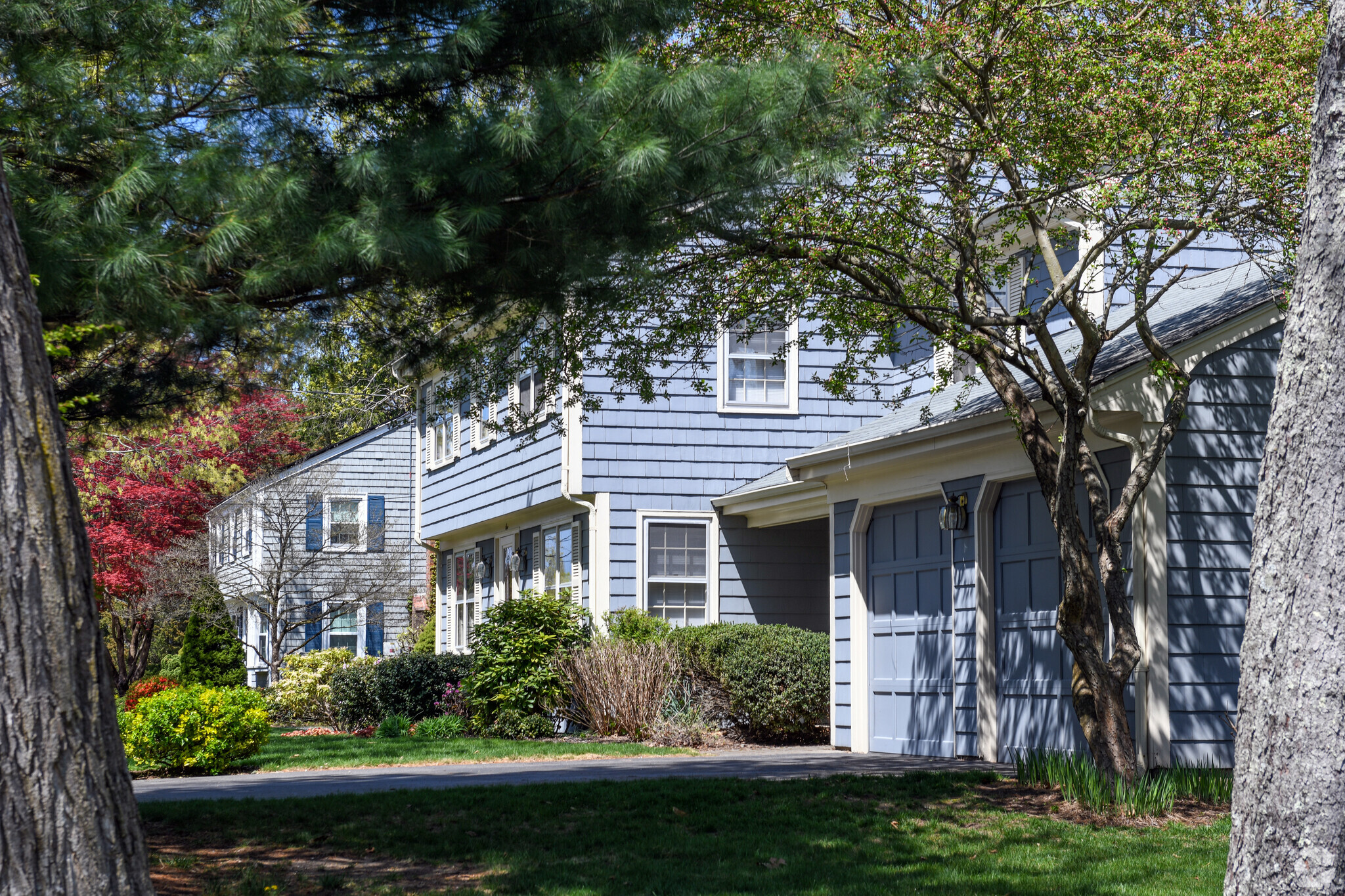 Hiding behind tall trees, homes in the Hampden Meadows Neighborhood give a great first impression.