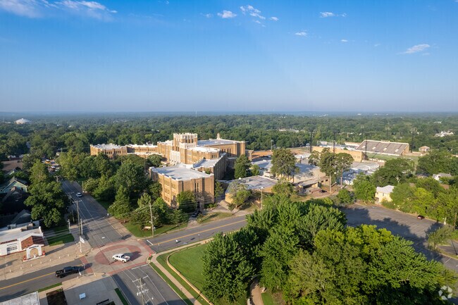 An aerial view of the campus of Little Rock Central High School.