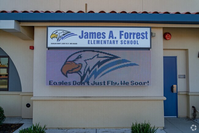 The marquee at James A. Forrest Elementary keeps students and parents up to date with events.