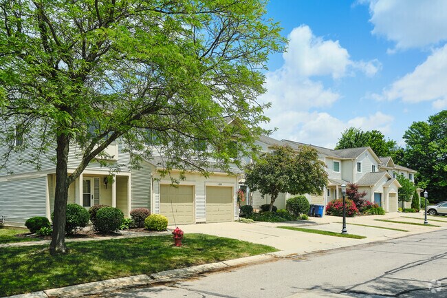 Rows of uniform condos also welcome homeowners in Liberty Glen.