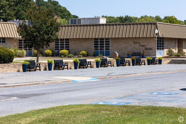 Students can wait on a bench to be picked up at Berlin Intermediate School.