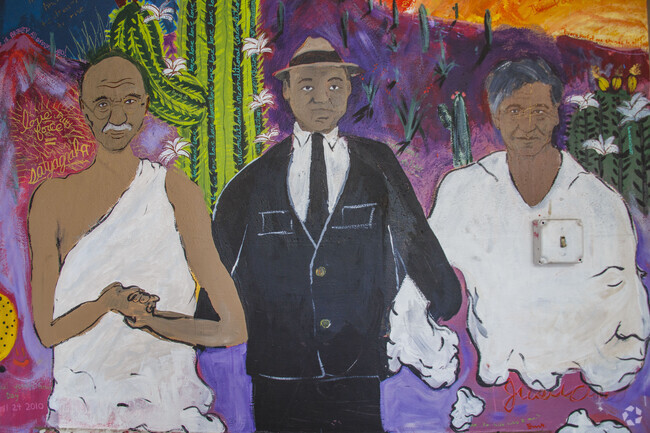 Beautiful murals painted by students are found throughout Paulo Freire Freedom School.