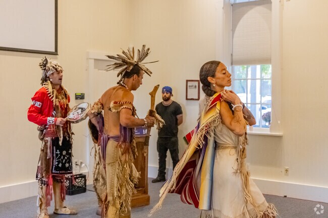 Dancing to the beats of the drum at Lexington's Indigenous People's Day event.