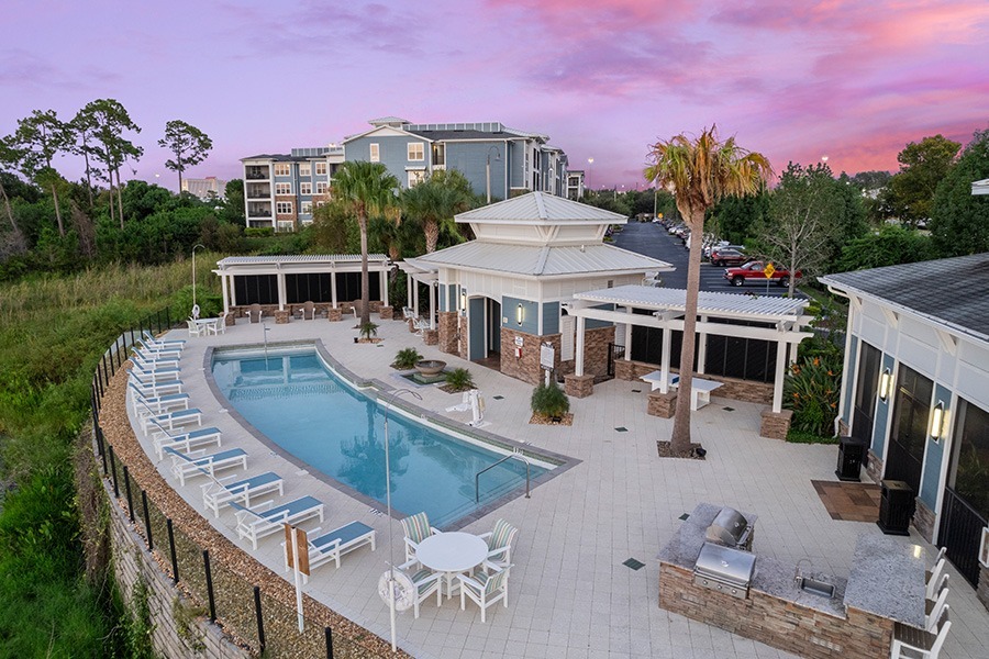 Relax poolside on the sundeck or in our cabanas