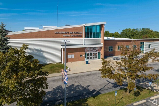 Students from Mahomet end school at Mahomet-Seymour High School.