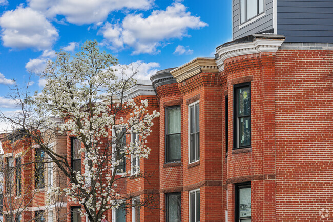 Traditional brick rowhomes line the streets of Riverside.