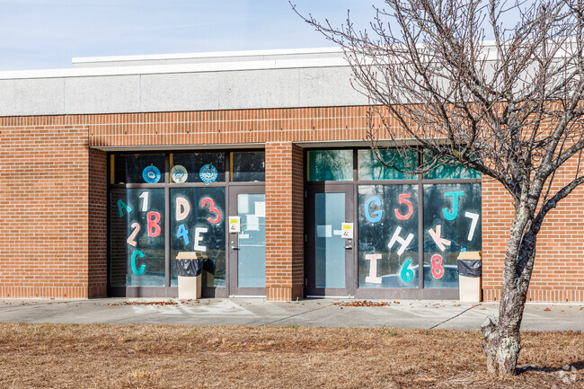 Colorful window decorations brighten up the classrooms at Petree Elementary.