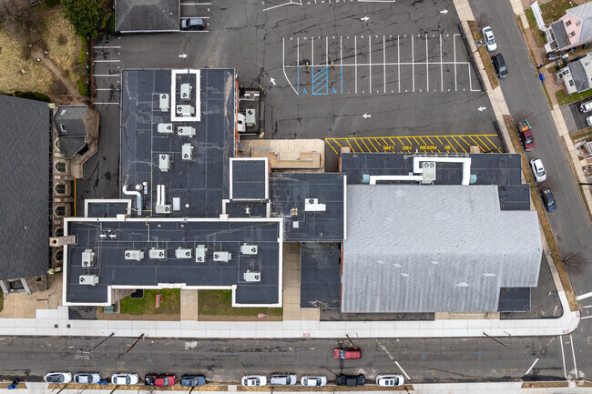 A look-down view of the campus at Community Middle School in Bound Brook, NJ.