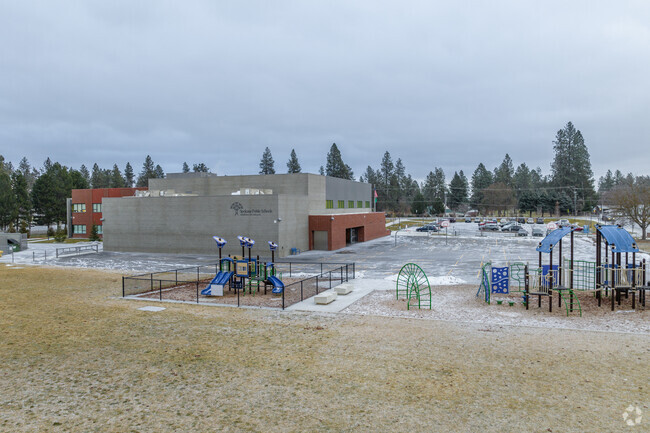 Linwood Elementary has a small playground beside the school.