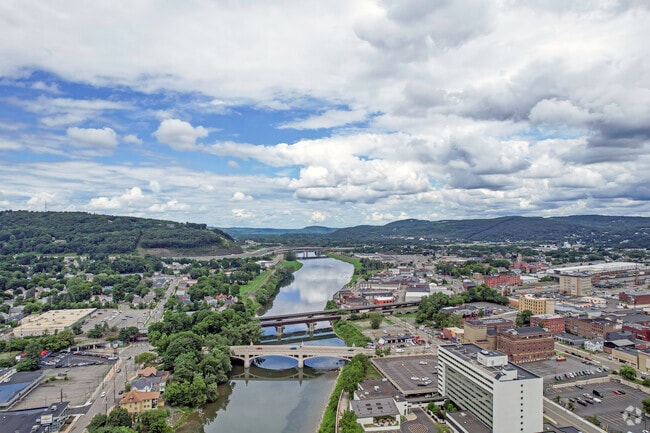 The Susquehanna River provides a beautiful backdrop for the Downtown Binghamton community.