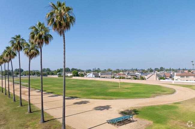The track and field area at John F. Kennedy High School in La Palma.