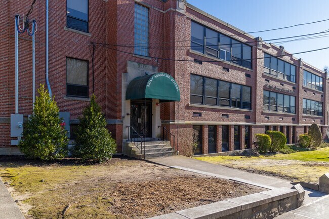 The boys entrance at Saint Augustine School in Mount Pleasant, Providence RI.