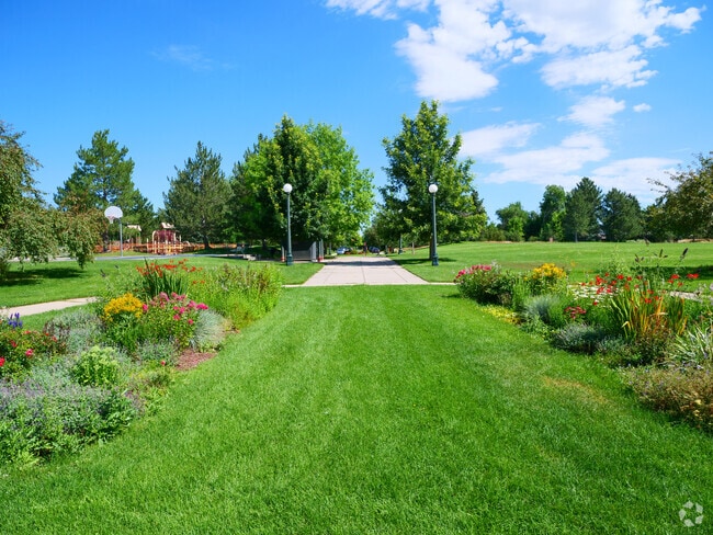 Mayfair Park path in Montclair on warm summer's day.