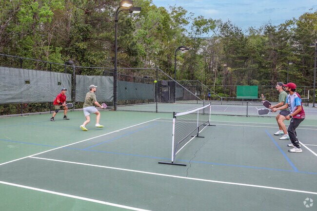 Bees Landing Recreation Center offers soccer fields, pickleball courts, shady trails, and a dog park just minutes from Village Green.