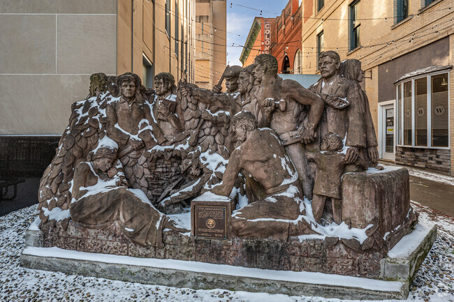 The Immigrant Statue was erected to celebrate Clarksburg's bicentennial.