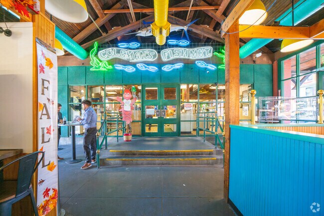 Grab one of the tables outside Coleman's Fish Market in Center Wheeling and enjoy your food.