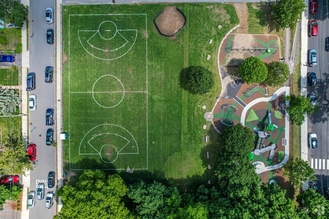 M. Norcross Stratton Elementary School playground overview in Arlington.