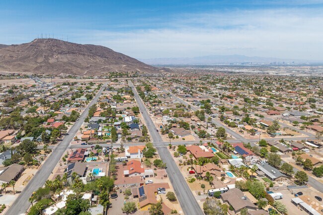 Black Mountain is a distant suburb of the Las Vegas strip in the distance.