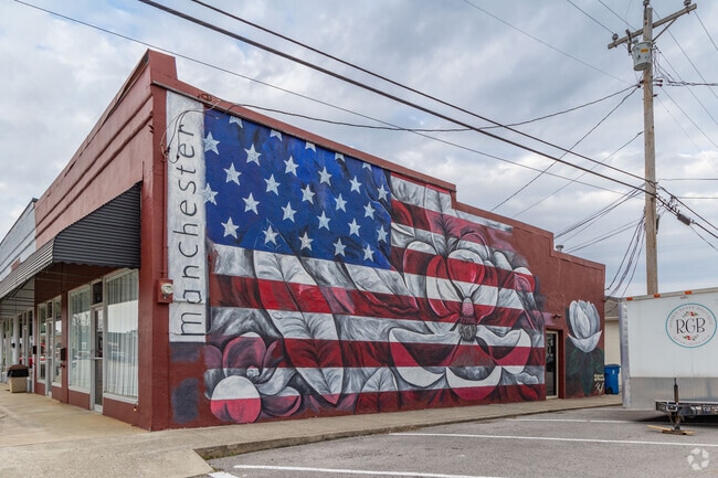 The American Flag mural in Manchester was painted by Nashville artist Tara Aversa in 2018.