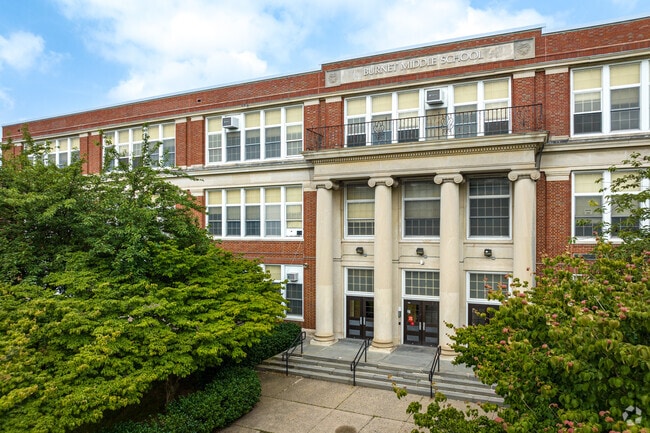 The main entrance to Burnet Middle School in the neighborhood of Union Township.